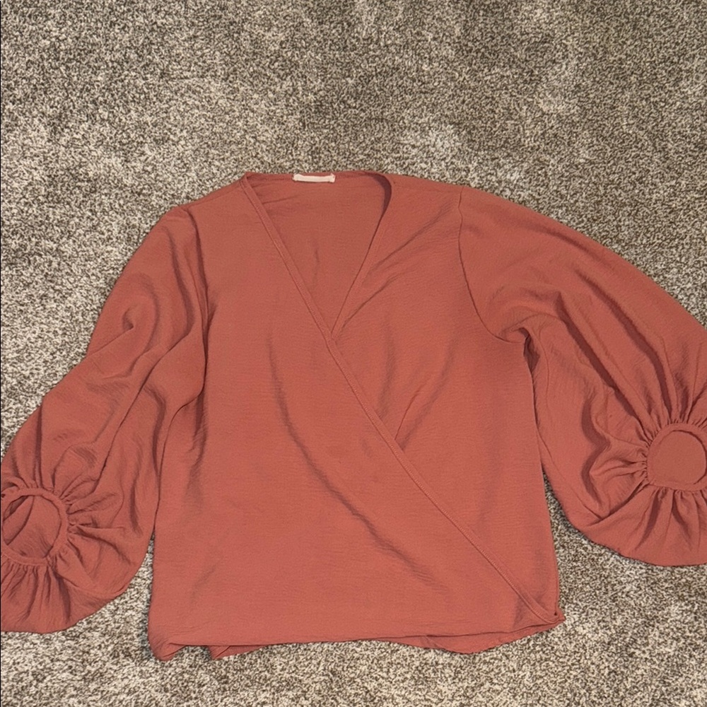 Entro Terracotta Balloon Sleeve Blouse